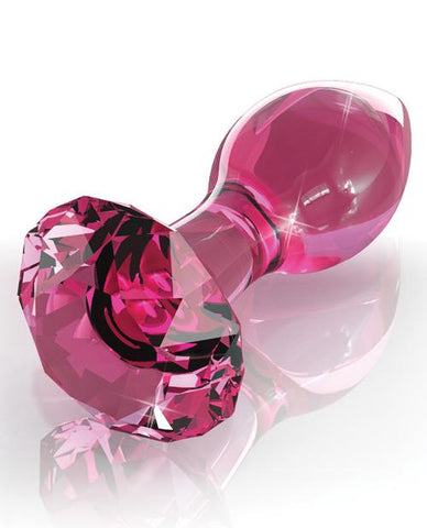 Hand Blown Glass Diamond Butt Plug - Red Light Erotica